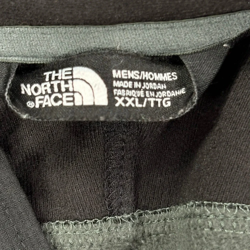 The North Face Fleece Hooded Jacket Mens XXL Green Black Softshell Full Zip